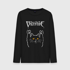 Мужской лонгслив хлопок с принтом Bullet For My Valentine rock cat в Тюмени, 100% хлопок |  | 