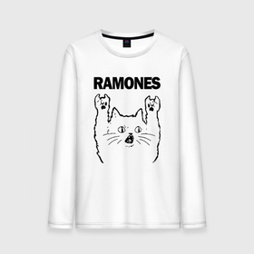 Мужской лонгслив хлопок с принтом Ramones   rock cat в Курске, 100% хлопок |  | 