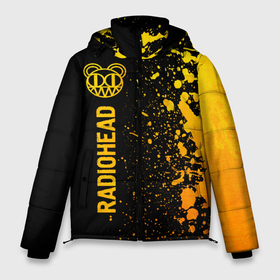 Мужская зимняя куртка 3D с принтом Radiohead   gold gradient: по вертикали в Санкт-Петербурге, верх — 100% полиэстер; подкладка — 100% полиэстер; утеплитель — 100% полиэстер | длина ниже бедра, свободный силуэт Оверсайз. Есть воротник-стойка, отстегивающийся капюшон и ветрозащитная планка. 

Боковые карманы с листочкой на кнопках и внутренний карман на молнии. | 