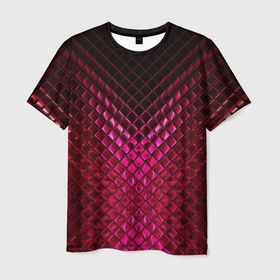 Мужская футболка 3D с принтом Рубиновая змеиная кожа , 100% полиэфир | прямой крой, круглый вырез горловины, длина до линии бедер | 