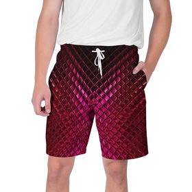 Мужские шорты 3D с принтом Рубиновая змеиная кожа ,  полиэстер 100% | прямой крой, два кармана без застежек по бокам. Мягкая трикотажная резинка на поясе, внутри которой широкие завязки. Длина чуть выше колен | 