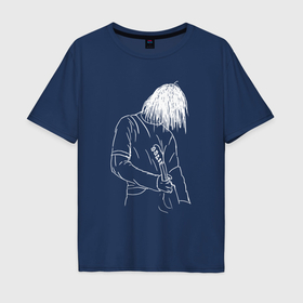 Мужская футболка хлопок Oversize с принтом Kurt Cobain grunge , 100% хлопок | свободный крой, круглый ворот, “спинка” длиннее передней части | 