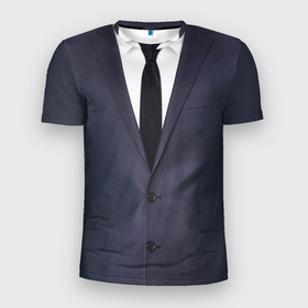 Мужская футболка 3D Slim с принтом Деловой пиджак с рубашкой в Петрозаводске, 100% полиэстер с улучшенными характеристиками | приталенный силуэт, круглая горловина, широкие плечи, сужается к линии бедра | 