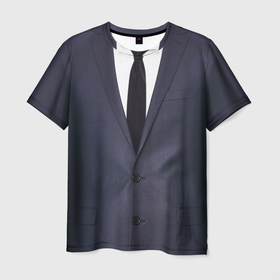 Мужская футболка 3D с принтом Деловой пиджак с рубашкой в Кировске, 100% полиэфир | прямой крой, круглый вырез горловины, длина до линии бедер | 