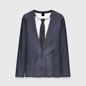 Мужской лонгслив 3D с принтом Деловой пиджак с рубашкой в Кировске, 100% полиэстер | длинные рукава, круглый вырез горловины, полуприлегающий силуэт | 