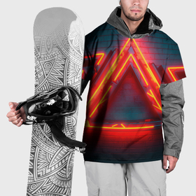 Накидка на куртку 3D с принтом Неоновые треугольники и ломаные линии в Курске, 100% полиэстер |  | Тематика изображения на принте: 