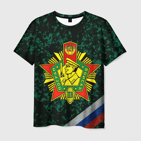 Мужская футболка 3D с принтом Пограничные войска РФ в Санкт-Петербурге, 100% полиэфир | прямой крой, круглый вырез горловины, длина до линии бедер | 