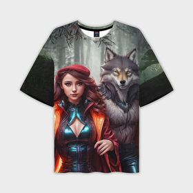 Мужская футболка oversize 3D с принтом Красная шапочка и волк в Курске,  |  | 