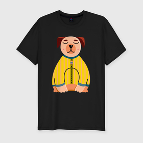 Мужская футболка хлопок Slim с принтом Спокойный пёс в Белгороде, 92% хлопок, 8% лайкра | приталенный силуэт, круглый вырез ворота, длина до линии бедра, короткий рукав | 