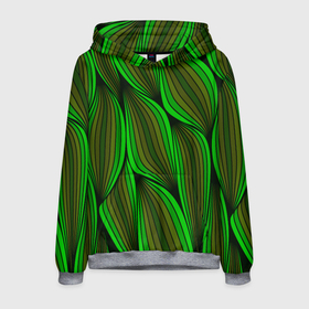 Мужская толстовка 3D с принтом Зелёные листовые линии в Санкт-Петербурге, 100% полиэстер | двухслойный капюшон со шнурком для регулировки, мягкие манжеты на рукавах и по низу толстовки, спереди карман-кенгуру с мягким внутренним слоем. | 