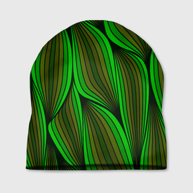 Шапка 3D с принтом Зелёные листовые линии в Санкт-Петербурге, 100% полиэстер | универсальный размер, печать по всей поверхности изделия | 
