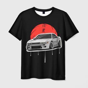 Мужская футболка 3D с принтом Nissan Silvia S14   Japan style в Новосибирске, 100% полиэфир | прямой крой, круглый вырез горловины, длина до линии бедер | 
