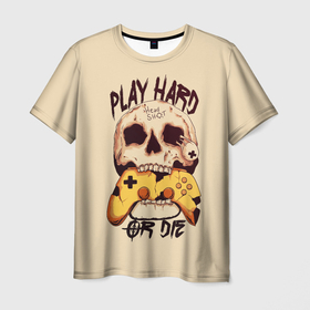 Мужская футболка 3D с принтом Играй или умри в Екатеринбурге, 100% полиэфир | прямой крой, круглый вырез горловины, длина до линии бедер | 