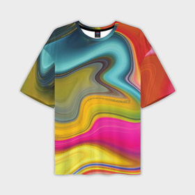 Мужская футболка oversize 3D с принтом Волны цвета в Санкт-Петербурге,  |  | 