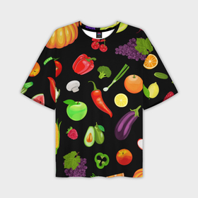 Мужская футболка oversize 3D с принтом Фрукты и овощи в Тюмени,  |  | 