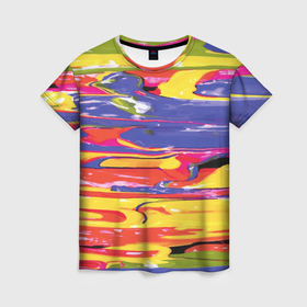 Женская футболка 3D с принтом Красочный бум , 100% полиэфир ( синтетическое хлопкоподобное полотно) | прямой крой, круглый вырез горловины, длина до линии бедер | 