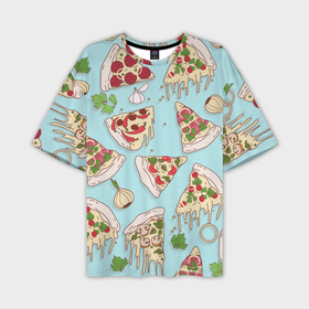 Мужская футболка oversize 3D с принтом Любитель пиццы в Курске,  |  | Тематика изображения на принте: 