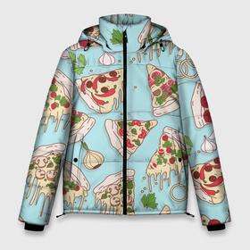 Мужская зимняя куртка 3D с принтом Любитель пиццы в Курске, верх — 100% полиэстер; подкладка — 100% полиэстер; утеплитель — 100% полиэстер | длина ниже бедра, свободный силуэт Оверсайз. Есть воротник-стойка, отстегивающийся капюшон и ветрозащитная планка. 

Боковые карманы с листочкой на кнопках и внутренний карман на молнии. | 