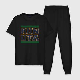 Мужская пижама хлопок с принтом Run Utah Jazz в Новосибирске, 100% хлопок | брюки и футболка прямого кроя, без карманов, на брюках мягкая резинка на поясе и по низу штанин
 | Тематика изображения на принте: 