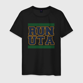 Мужская футболка хлопок с принтом Run Utah Jazz в Петрозаводске, 100% хлопок | прямой крой, круглый вырез горловины, длина до линии бедер, слегка спущенное плечо. | 