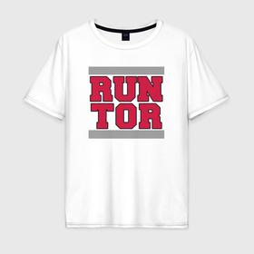 Мужская футболка хлопок Oversize с принтом Run Toronto Raptors в Петрозаводске, 100% хлопок | свободный крой, круглый ворот, “спинка” длиннее передней части | 