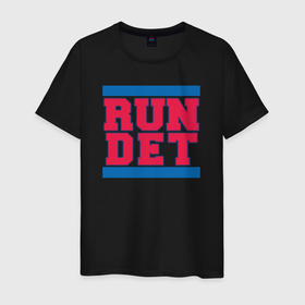 Мужская футболка хлопок с принтом Run Detroit Pistons в Белгороде, 100% хлопок | прямой крой, круглый вырез горловины, длина до линии бедер, слегка спущенное плечо. | 
