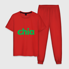 Мужская пижама хлопок с принтом Криптовалюта Chia в Ухте, 100% хлопок | брюки и футболка прямого кроя, без карманов, на брюках мягкая резинка на поясе и по низу штанин
 | 