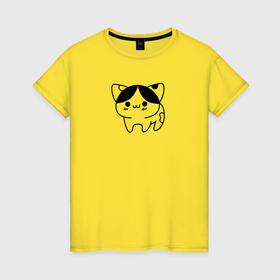 Женская футболка хлопок с принтом Маленький, миленький котёнок в Тюмени, 100% хлопок | прямой крой, круглый вырез горловины, длина до линии бедер, слегка спущенное плечо | 