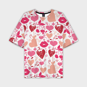 Мужская футболка oversize 3D с принтом Клубничная любовь в Тюмени,  |  | Тематика изображения на принте: 