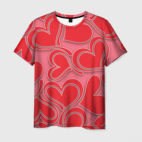 Мужская футболка 3D с принтом Love hearts в Санкт-Петербурге, 100% полиэфир | прямой крой, круглый вырез горловины, длина до линии бедер | Тематика изображения на принте: 