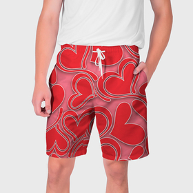 Мужские шорты 3D с принтом Love hearts ,  полиэстер 100% | прямой крой, два кармана без застежек по бокам. Мягкая трикотажная резинка на поясе, внутри которой широкие завязки. Длина чуть выше колен | 