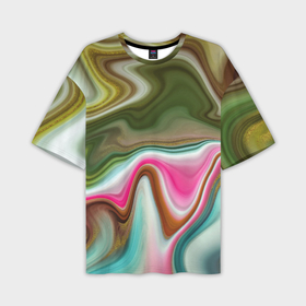 Мужская футболка oversize 3D с принтом Color waves в Рязани,  |  | 