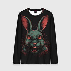 Мужской лонгслив 3D с принтом Злой кролик в темноте в Екатеринбурге, 100% полиэстер | длинные рукава, круглый вырез горловины, полуприлегающий силуэт | 