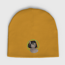 Мужская шапка демисезонная с принтом Кошка в парике в Курске,  |  | Тематика изображения на принте: 