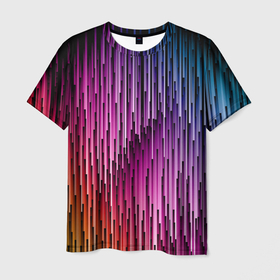 Мужская футболка 3D с принтом Радужные узор полосы в Петрозаводске, 100% полиэфир | прямой крой, круглый вырез горловины, длина до линии бедер | 