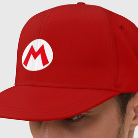Кепка снепбек с прямым козырьком с принтом The Super Mario Bros лого Марио в Курске, хлопок 100% |  | 