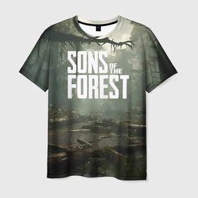 Мужская футболка 3D с принтом Sons of the forest   река в Белгороде, 100% полиэфир | прямой крой, круглый вырез горловины, длина до линии бедер | Тематика изображения на принте: 