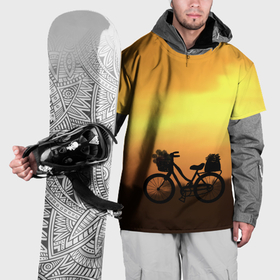 Накидка на куртку 3D с принтом Велосипед на закате в Петрозаводске, 100% полиэстер |  | 