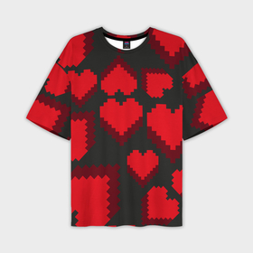 Мужская футболка oversize 3D с принтом Pixel hearts в Тюмени,  |  | Тематика изображения на принте: 