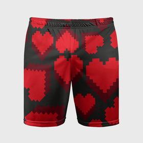 Мужские шорты спортивные с принтом Pixel hearts в Тюмени,  |  | Тематика изображения на принте: 