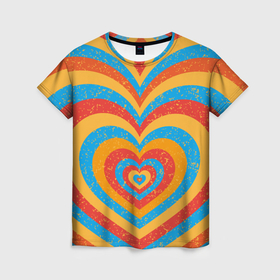 Женская футболка 3D с принтом Sunny heart в Новосибирске, 100% полиэфир ( синтетическое хлопкоподобное полотно) | прямой крой, круглый вырез горловины, длина до линии бедер | 