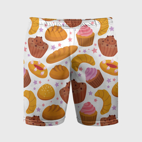 Мужские шорты спортивные с принтом Хлебные вкусняшки в Курске,  |  | Тематика изображения на принте: 