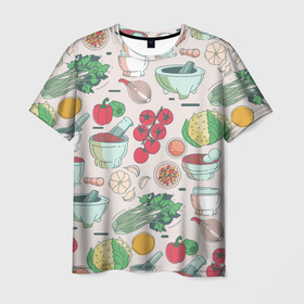 Мужская футболка 3D с принтом Овощной рай в Тюмени, 100% полиэфир | прямой крой, круглый вырез горловины, длина до линии бедер | 