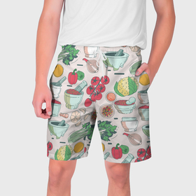 Мужские шорты 3D с принтом Овощной рай в Тюмени,  полиэстер 100% | прямой крой, два кармана без застежек по бокам. Мягкая трикотажная резинка на поясе, внутри которой широкие завязки. Длина чуть выше колен | Тематика изображения на принте: 