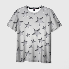 Мужская футболка 3D с принтом Grey stars в Екатеринбурге, 100% полиэфир | прямой крой, круглый вырез горловины, длина до линии бедер | Тематика изображения на принте: 