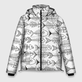 Мужская зимняя куртка 3D с принтом Рыбные скелетики , верх — 100% полиэстер; подкладка — 100% полиэстер; утеплитель — 100% полиэстер | длина ниже бедра, свободный силуэт Оверсайз. Есть воротник-стойка, отстегивающийся капюшон и ветрозащитная планка. 

Боковые карманы с листочкой на кнопках и внутренний карман на молнии. | 
