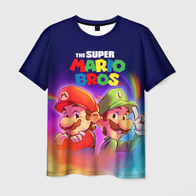 Мужская футболка 3D с принтом The Super Mario Bros Братья Марио в Курске, 100% полиэфир | прямой крой, круглый вырез горловины, длина до линии бедер | 