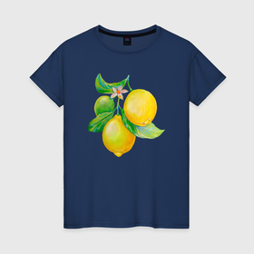 Женская футболка хлопок с принтом Рисунок лимонов в Екатеринбурге, 100% хлопок | прямой крой, круглый вырез горловины, длина до линии бедер, слегка спущенное плечо | 