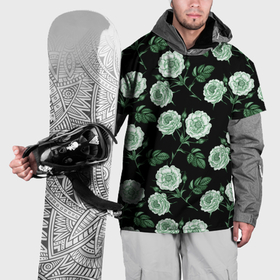 Накидка на куртку 3D с принтом Розы зеленого оттенка , 100% полиэстер |  | 