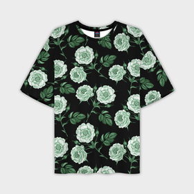 Мужская футболка oversize 3D с принтом Розы зеленого оттенка ,  |  | Тематика изображения на принте: 